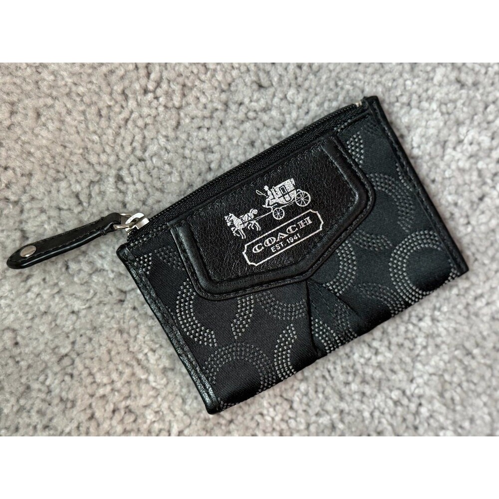Coach Madison Op Art Keyring Mini Skinny ID Case Coin Pouch Wallet
